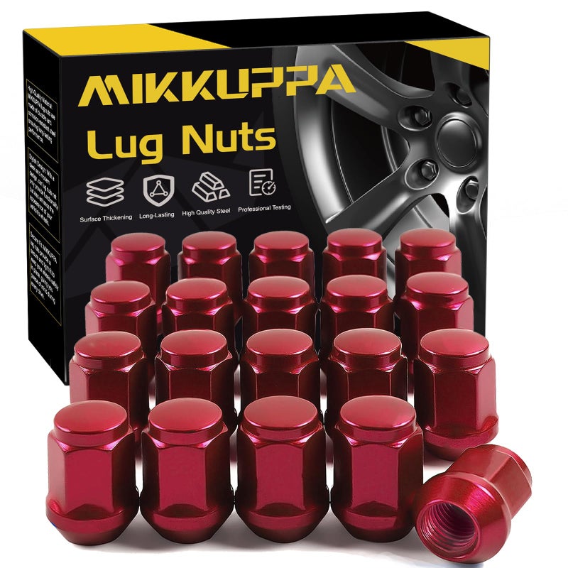 MIKKUPPA M12x1.5 Red Lug Nuts, Replacement for 2006-2019 Ford Fusion, 2000-2019 Focus, 2001-2023 Escape Aftermarket Wheel - 20pcs Closed End Nuts - Image 1